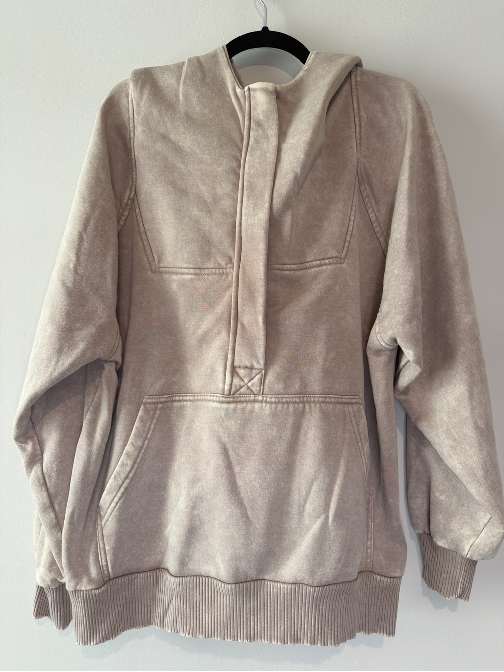 Zenana Women’s Zip Up Hooded Pullover Sweatshirt in Light Taupe